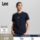 Lee26春夏新品標(biāo)準(zhǔn)版圓領(lǐng)小Logo印花圖案男女同款短袖T恤 藏青色 M