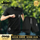 JEEP SPIRIT短袖運動套裝男士短袖T恤套裝男款休閑寬松圓領套頭衫 黑色 【立體剪裁】 M 【建議90-120斤】