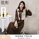 香影小香風(fēng)連衣裙套裝女2026秋季新款法式馬甲長(zhǎng)袖燈芯絨裙子套裝 咖色 M