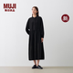 MUJI IDEE 女式 細條燈芯絨長袖連衣裙 女裝裙子26年秋季新品GA80CC6A 黑色 均碼 (165/88A)