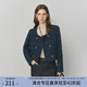 范思藍恩小香風短外套女2025秋裝新款精致蕾絲花邊拼接短款上衣女 藏青格 XS