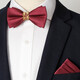 IFSONG美宋領(lǐng)結男士酒紅色新郎結婚金屬喜字高檔婚禮西裝蝴蝶結韓式禮盒裝 酒紅色（領(lǐng)結+口袋巾）