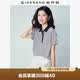 佐丹奴短袖polo衫女夏季新款航海系純棉撞色翻領(lǐng)條紋上衣13316217