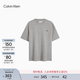 Calvin KleinJeans夏季男女情侶中性通勤ck純棉落肩袖寬松圓領短袖T恤上衣 P79-英雄灰 L （推薦150-170斤） 尺碼偏大，建議拍小一碼