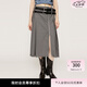 moussy&sly 新品復(fù)古格紋雙腰帶百褶裙半身裙030HAZ31-4371 灰色160 均碼 00020/F