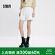 森馬（Semir）森柔|牛仔褲女夏季做舊半松緊腰短褲復古潮流直筒褲103325122001