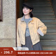 茵曼（INMAN）茵曼2026秋季女裝新款撞色格紋立領純棉刺繡外套復古夾克上衣 卡其色 XL