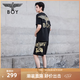 BOY LONDON夏季情侶款短袖燙金老鷹logo羽毛印花T恤N01800 黑色 S