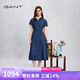 GANT/甘特26年春夏女士新款棉麻牛仔連衣裙長裙收腰闊擺牛仔裙 430-牛仔藍(lán) M