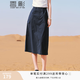 香影a字工裝半身裙女2026夏裝新款藏青中長抽繩氣質高腰開叉裙子 藏青 M