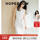 紅袖（hopeshow）撞色波點連衣裙2026春夏季新款女裝綁帶壓褶無袖顯瘦垂感雪紡長裙 白底黑點802 M