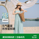 森馬（Semir）連衣裙女肌理條紋蛋糕裙甜美元氣新款夏度假風蕾絲吊帶裙 藍色調00388 M