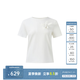 PORTSPURE寶姿女裝2025夏季新品清新可露麗淡人風立體花圓領短袖 BRIGHT WHITE L 40