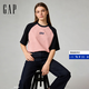 蓋璞Gap男女裝早秋純棉logo撞色插肩短袖T恤725618 粉色 M (170/92A) 亞洲尺碼【偏大，建議拍小一碼】