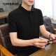TLME & MINE 轻奢高端品牌 POLO衫男士短袖新款夏季休闲男装T恤 纯黑色 XL(建议130-145斤)