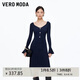 VEROMODA 連衣裙2025秋冬新款喇叭袖口收腰修身A字針織裙優雅325446005