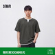 森馬（Semir）短袖T恤男秋季假兩件V領(lǐng)針織衫華夫格肌理寬松上衣101525100103