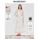 MAXRIENY時尚套裝2026春季V領拼花襯衫散擺半裙兩件套裝 拼花套裝 L