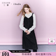 三彩2025冬季新款肌理感吊帶裙無袖連衣裙A字長裙女 漆黑色 S 155/80A
