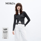 MO&Co.針織開衫字母刺繡雙開頭拉鏈修身針織衫辣妹風醬果紅摩安珂新年紅 深花灰色-第2批 L 170