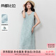 尚都比拉波西米亞V領(lǐng)鏤空花邊連衣裙女夏季新款氣質(zhì)背心裙中長款直筒裙子