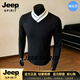 JEEP SPIRIT短袖t恤男2026秋季新款運動休閑寬松大碼打底衫男裝上衣服緊身 黑色 M