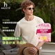 HAZZYS【張晚意同款】哈吉斯男裝 26新款夏季華夫格短袖T恤男 米黃色OW L （175/96A 48）