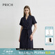 PRICH時尚氣質西裝領收腰褶皺連衣裙2026夏季新款通勤休閑裙子女 59藏青色 M 165