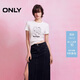 ONLY 2026春季線條貓咪印花圖案包邊圓領短袖T恤女|126101028