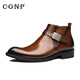 村哥牛皮馬丁靴男秋冬季皮靴男士高幫皮鞋男靴英倫短靴 棕色 42