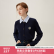 范思藍恩麥穗花語 學(xué)院風(fēng)假兩件針織衫上衣女毛衣開衫24FS11309 藏青 M