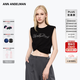 ANN ANDELMAN徐藝洋同款銀河系列閃閃燙鉆LOGO背心上衣顯瘦圓領(lǐng)掐腰無袖T恤 黑色 XS