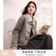 香影牛角扣外套女2025年冬季新款皮毛一體短款大衣 灰色 W844025 M