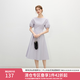 范思藍恩韓系休閑泡泡袖連衣裙女夏季2025新款松緊收腰A字裙2383 柔霧紫 M