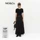 MO&Co.連衣裙輕柔針織拼接中低腰塔裙長裙黑色 摩安珂 黑色 M 165