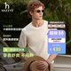 HAZZYS【張晚意同款】哈吉斯男裝 26新款夏季華夫格短袖T恤男 米黃色OW L （175/96A 48）