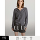 ELLE【100%綿羊毛】簡約氣質毛針織衫女2026春裝新款新年圓領毛衣開衫 深灰色 S