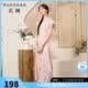 三彩大碼女裝2025夏季新款新中式立領連衣裙提花修身改良旗袍胖MM 淺粉花卉 M 160/88B