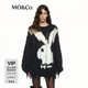 MO&Co.【NOIR系列】毛衣全手工拉毛含馬海毛綿羊毛珠片紗摩安珂 黑色 S 160