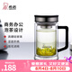 希諾（heenoor）雙層玻璃杯男士耐熱防燙帶把帶手柄商務(wù)辦公玻璃水杯過(guò)濾茶杯子 時(shí)尚拉絲杯蓋-不銹鋼部件420ml