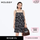 moussy 女裝新品文藝復古森系格紋吊帶連衣裙女028ISZ30-3041 025花紋黑色 S 00001