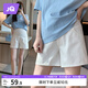 婧麒（JOYNCLEON）孕婦短褲外穿夏薄棉牛仔褲打底褲女安全褲孕婦裝 米白L Jyk176505