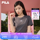 FILA 斐樂官方女裝針織短袖衫2026夏新款時尚休閑刺繡logo修身T恤 沉穩灰-DY XL 175/92A/XL