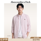 Abercrombie & Fitch經(jīng)典小麋鹿圖案美式情侶府綢長(zhǎng)袖襯衫26春夏男裝女裝125-6044 粉色條紋 S (175/92A)