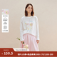 茵曼（INMAN）亞麻棉|茵曼蝴蝶結印花寬松T恤2026夏季女裝新款休閑百搭長袖上衣 珍珠白 M