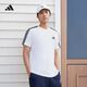 adidas純棉休閑三條紋針織運動圓領正肩短袖T恤上衣男夏阿迪達斯   白/黑色   M