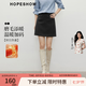 紅袖（hopeshow）通勤顯瘦半身裙2025冬季新款女裝幾何袋蓋拼接側(cè)拉鏈A字磨毛短裙 深灰080 L