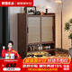 家逸（JIAYI）實木鞋柜家用門口儲物柜入戶玄關柜一體靠墻藤編多層防塵鞋架 60CM胡桃色