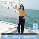 三彩2026夏季新款純色圓領T恤正肩短袖修身短款套頭衫女