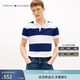 Tommy Hilfiger【條紋修身】26春夏新款男裝珠地棉復古學院風短袖T恤POLO衫 藏青白條紋C7G M （推薦：130-140斤）